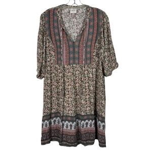 Knox Rose Floral Prairie Peasant Lightweight Tassel Tie Dress Bohemian Cottage S